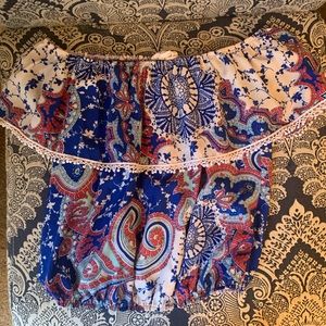 SUPER CUTE PATERNED CROPPED BLOUSE